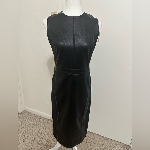 Spanx Black Leather Like Combo Fitted Dress Size small - Picture 6 of 15